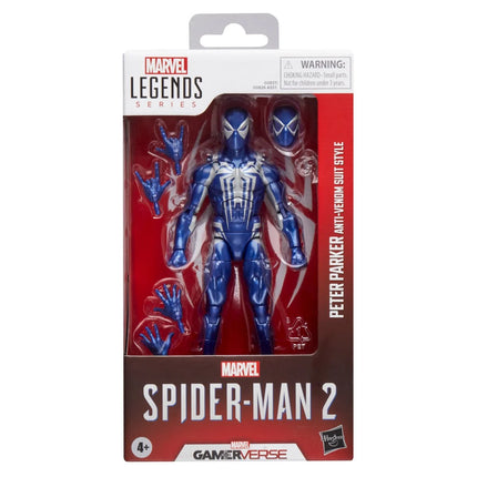 Figura de acción de Spider-Man Marvel Legends Series Gamerverse Peter Parker con traje negro de 6 pulgadas