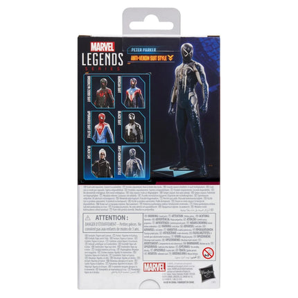 Figura de acción de Spider-Man Marvel Legends Series Gamerverse Peter Parker con traje negro de 6 pulgadas