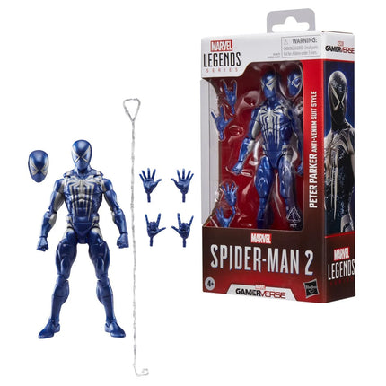 Figura de acción de Spider-Man Marvel Legends Series Gamerverse Peter Parker con traje negro de 6 pulgadas